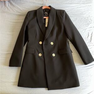 NWT Zara Women's Black Double-Breasted Blazer Dress